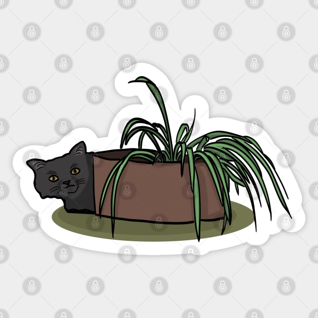 Cat and plant Sticker by Antiope